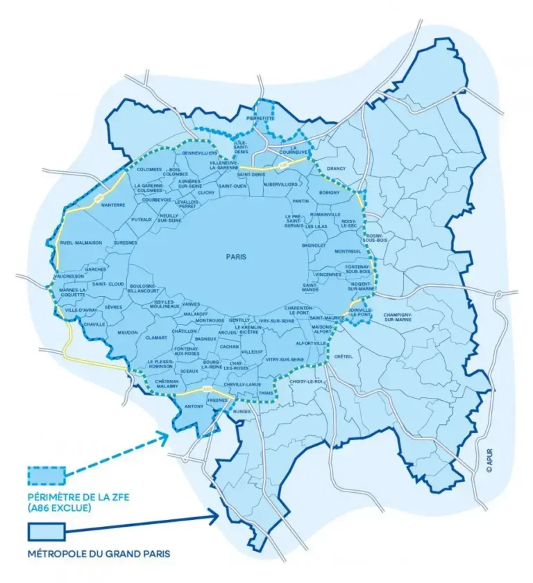 ZFE low emission zone Grand Paris map