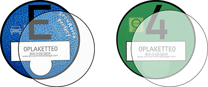 Self-adhesive films for blue E-Sticker and German environmental sticker